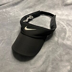 Nike Golf One Visor Black Outdoor Tennis Golf Adjustable Center Swoosh Hat